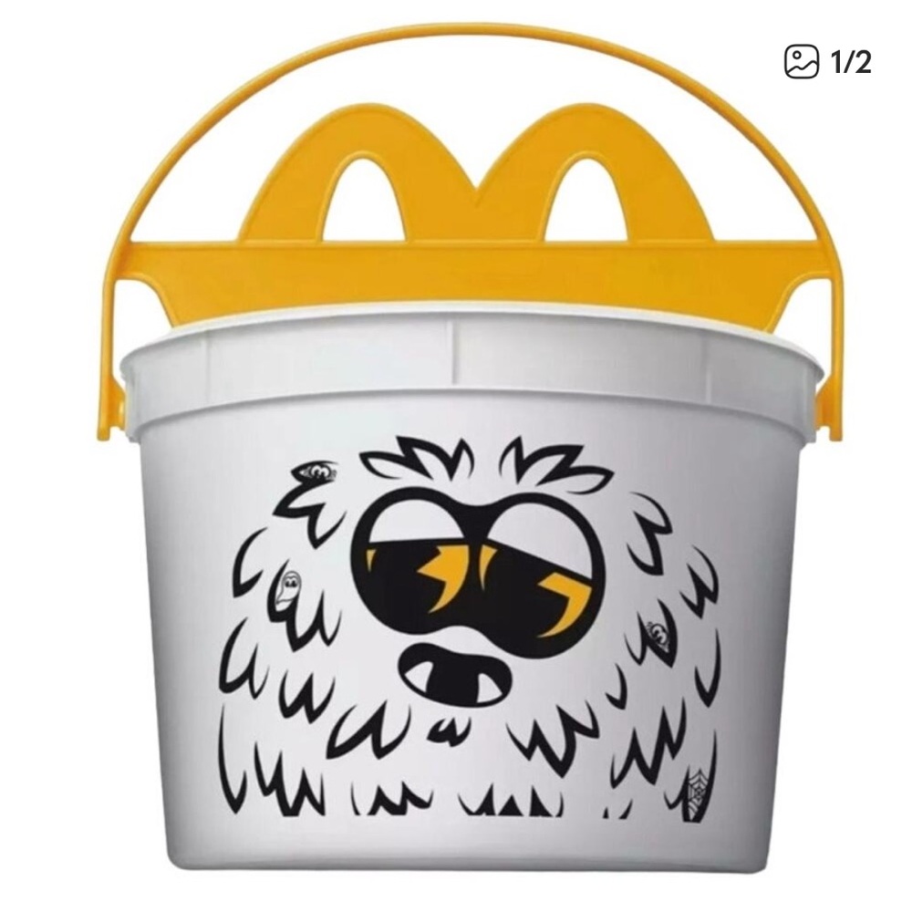 2024 McDonalds Halloween Bucket Pail Classic Boo Bucket Monster Stickers White